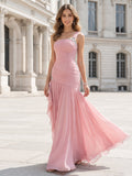 Solenne Mae Pearl Pink front view wedding guest dress
