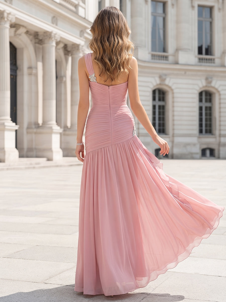 Solenne Mae Pearl Pink back view wedding guest dress