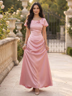 Kaia Dusty Rose front view wedding guest dress