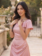 Kaia Dusty Rose side view wedding guest dress