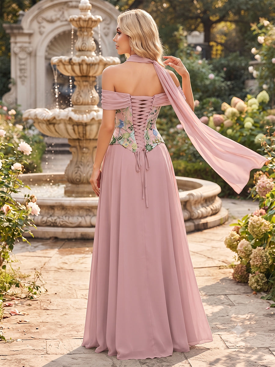 Marlowe Dusty Rose back view wedding guest dress