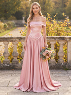 Oriana Pearl Pink front view wedding guest dress