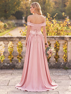 Oriana Pearl Pink back view wedding guest dress