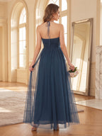 Celine Navy Blue back view wedding guest dress