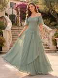 Isabeau Dawn Sage Green front view mother of the bride dress