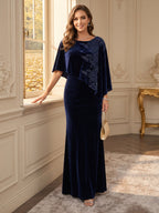 Maristelle navy blue front view mother of the bride dress