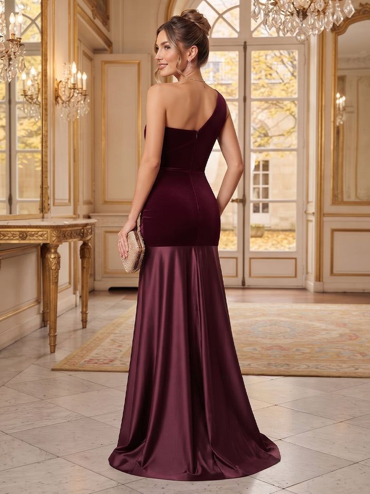 Demelza Rose Burgundy back view prom dress