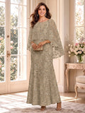 Dorothea June Champagne front view mother of the bride dress