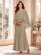 Dorothea June Champagne front view mother of the bride dress