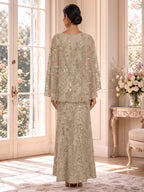 Dorothea June Champagne back view mother of the bride dress
