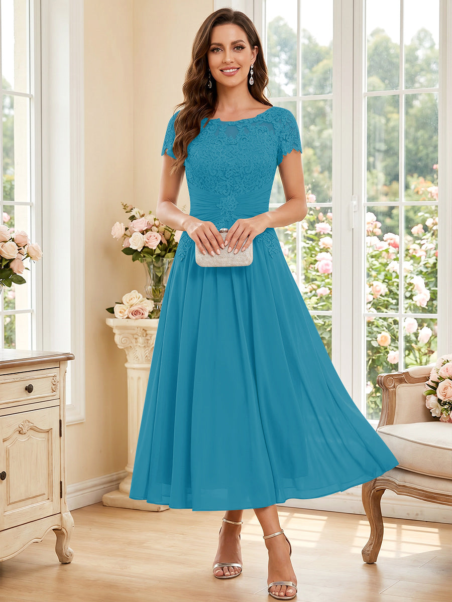 Verena Pearl Turquoise front view mother of the bride dress