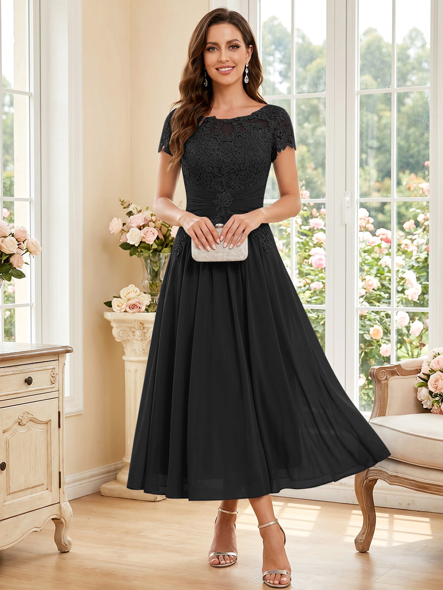 Verena Pearl Black front view mother of the bride dress