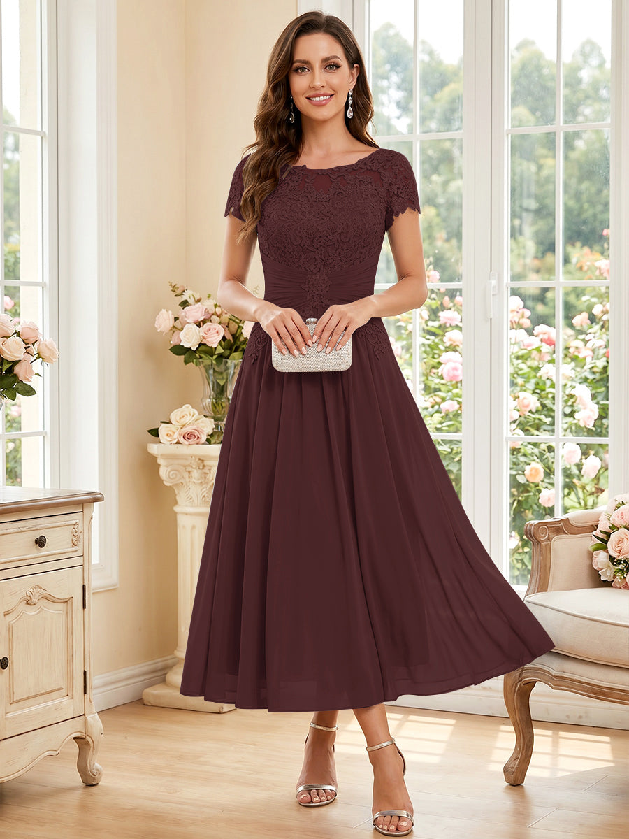 Verena Pearl Brown front view mother of the bride dress