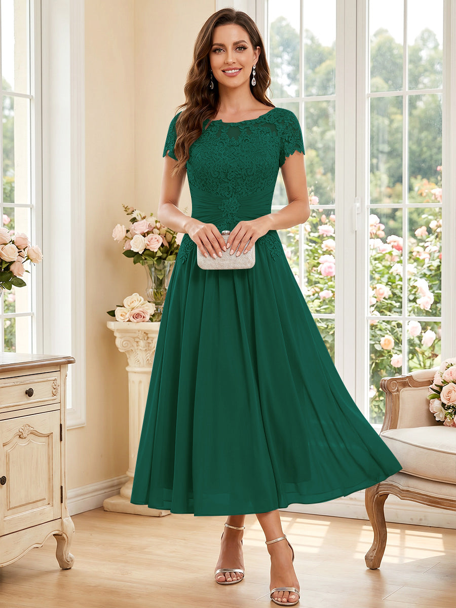 Verena Pearl Hunter Green front view mother of the bride dress