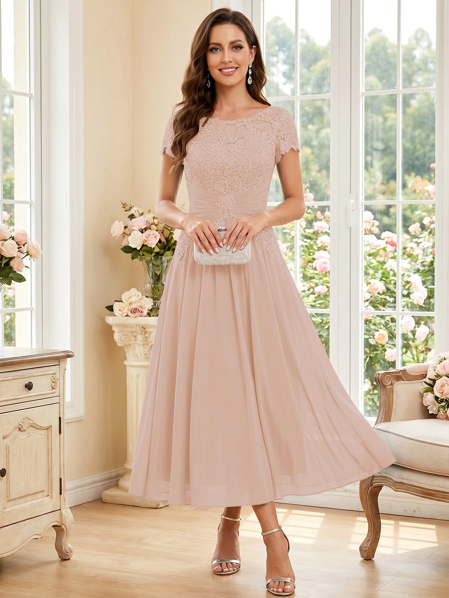 Verena Pearl Dusty Rose back view mother of the bride dress