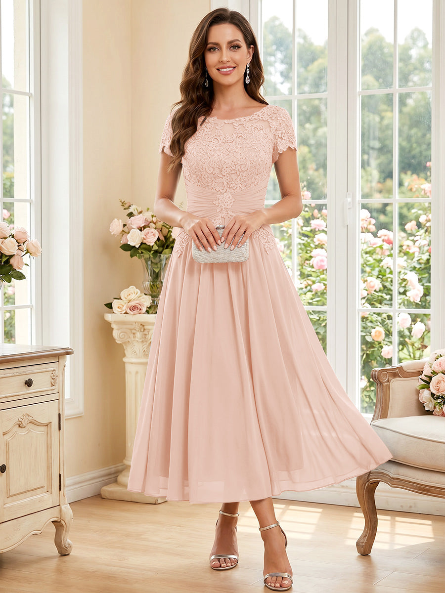 Verena Pearl Dusty Rose side view mother of the bride dress