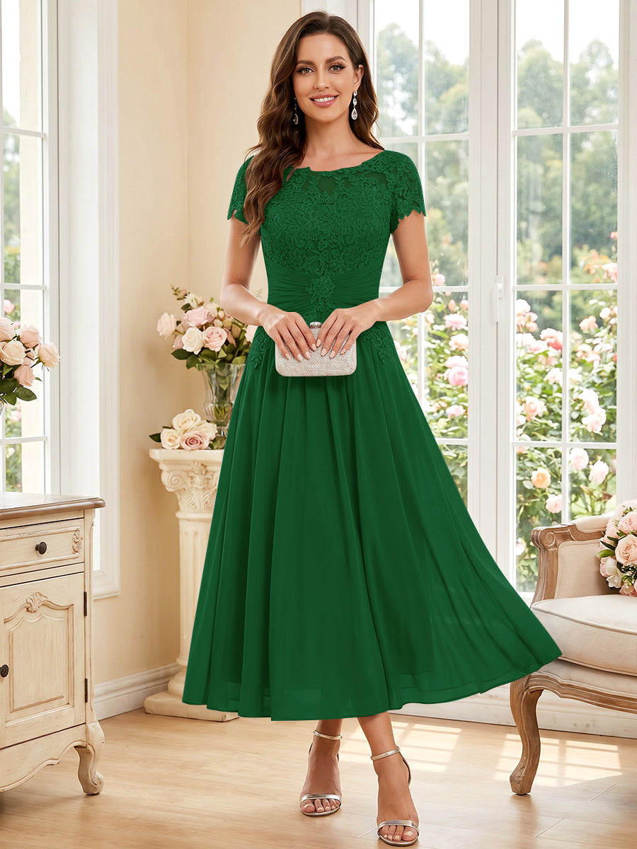 Verena Pearl Emerald front view mother of the bride dress
