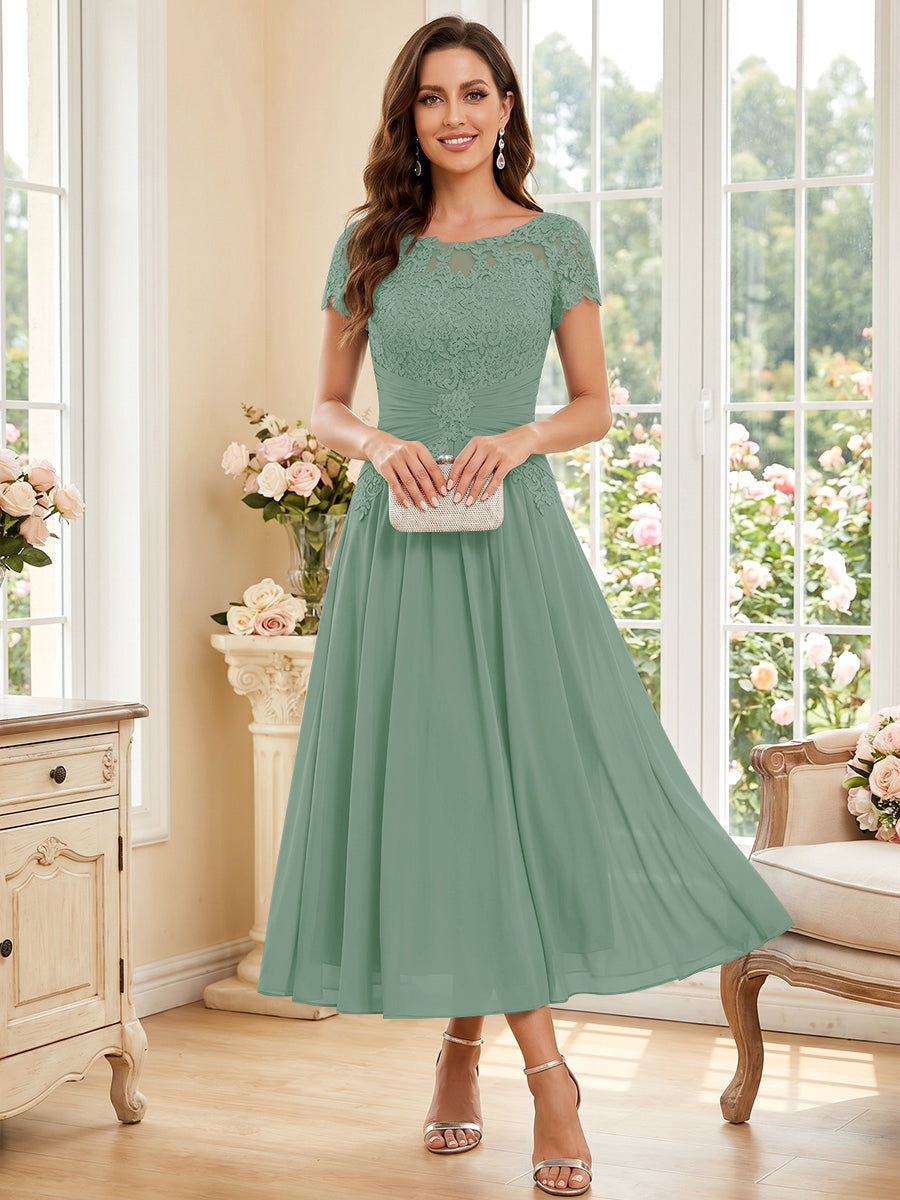 Verena Pearl Eucalyptus front view mother of the bride dress