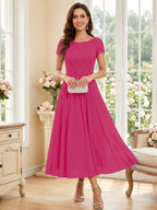 Verena Pearl Fuchsia front view mother of the bride dress