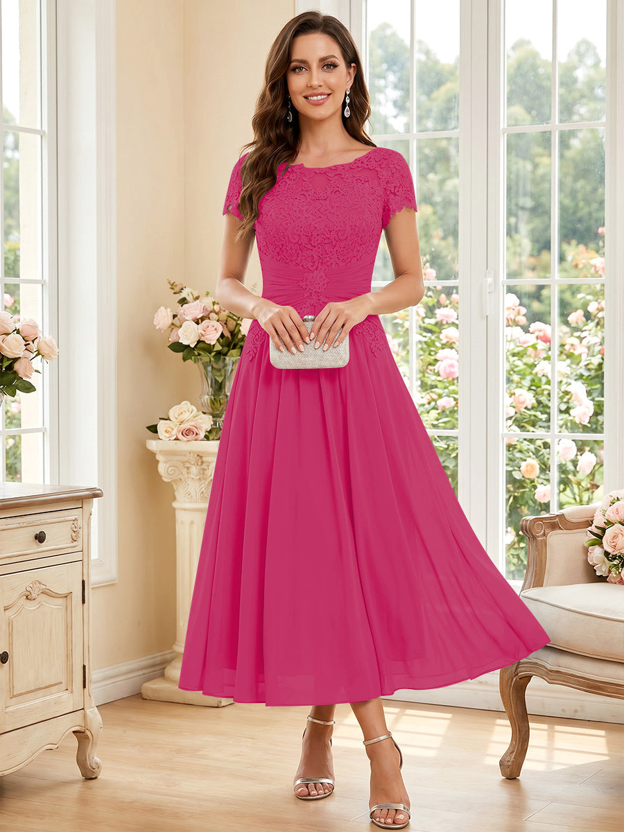 Verena Pearl Fuchsia front view mother of the bride dress