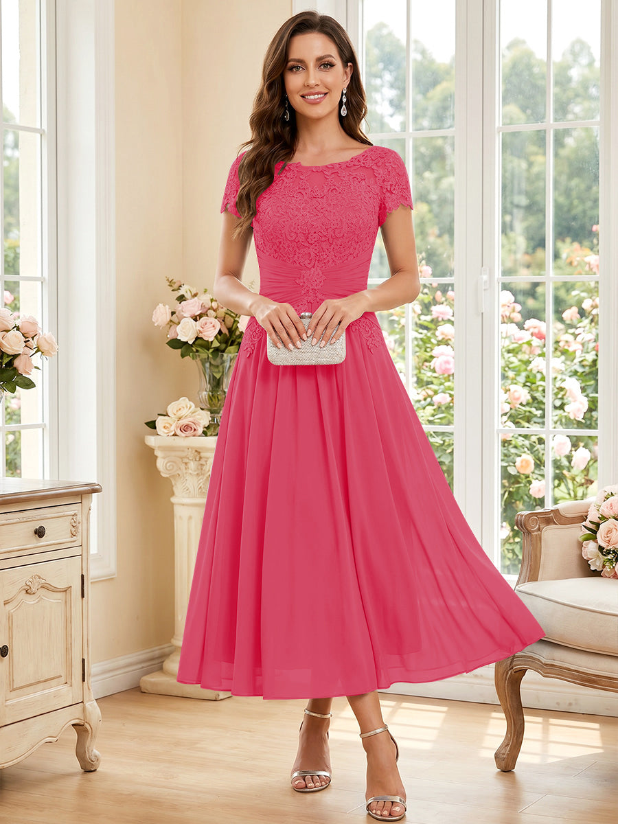 Verena Pearl Fuchsia back view mother of the bride dress