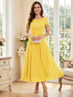 Verena Pearl Gold front view mother of the bride dress