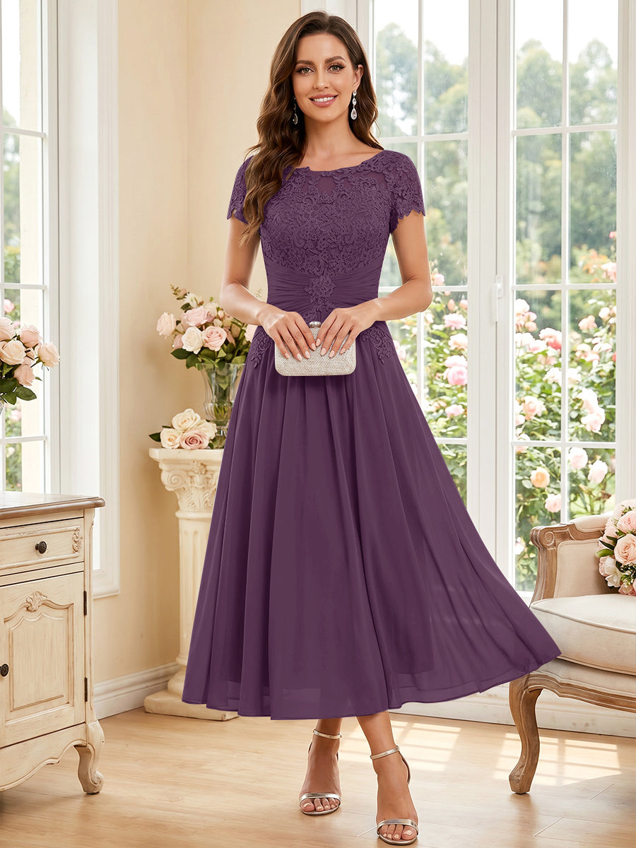Verena Pearl Grape front view mother of the bride dress