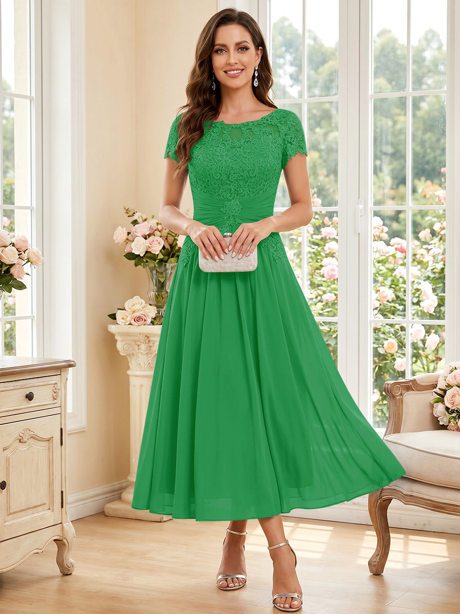Verena Pearl Forest Green front view mother of the bride dress