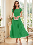 Verena Pearl Forest Green front view mother of the bride dress