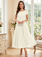 Verena Pearl Ivory front view mother of the bride dress
