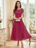 Verena Pearl Burgundy back view mother of the bride dress