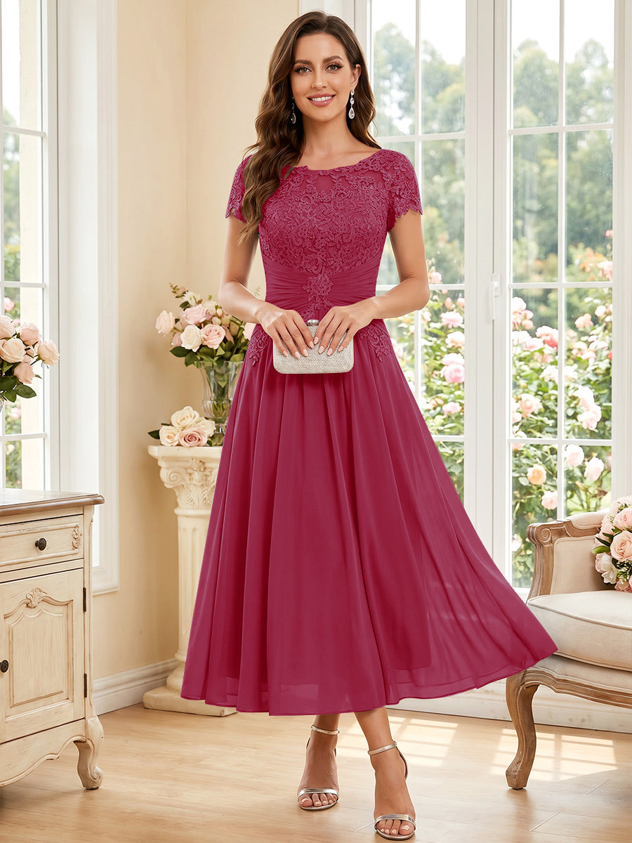 Verena Pearl Burgundy back view mother of the bride dress