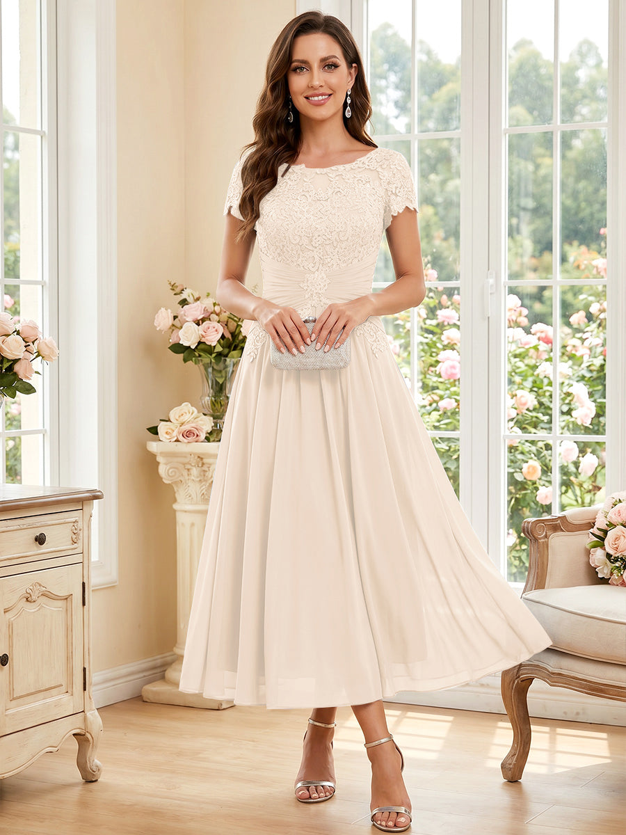 Verena Pearl Champagne back view mother of the bride dress