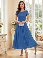 Verena Pearl Royal Blue back view mother of the bride dress