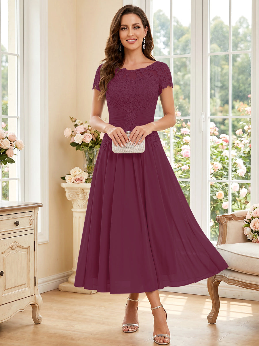 Verena Pearl Burgundy side view mother of the bride dress