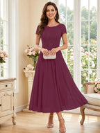 Verena Pearl Burgundy side view mother of the bride dress