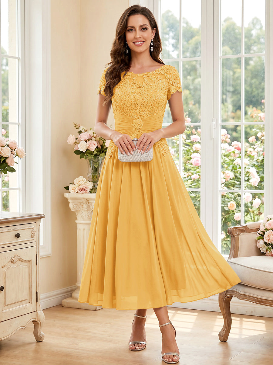 Verena Pearl Gold back view mother of the bride dress