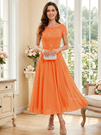 Verena Pearl Orange front view mother of the bride dress