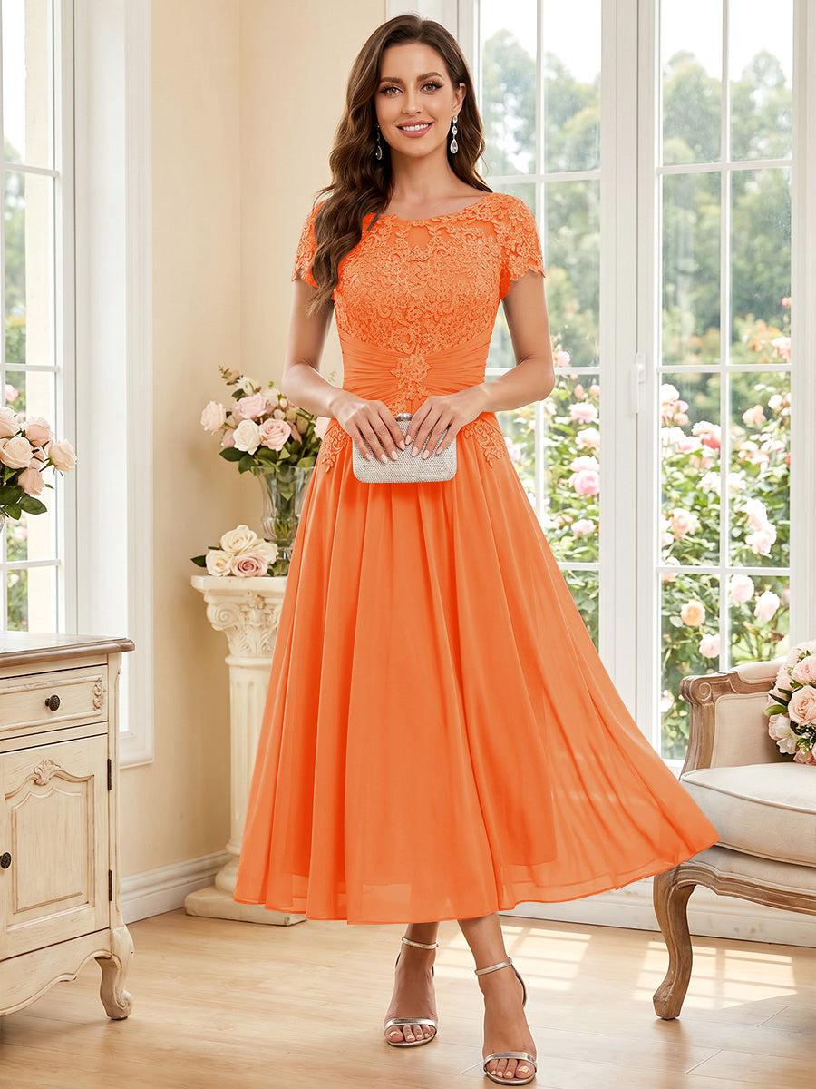 Verena Pearl Orange front view mother of the bride dress