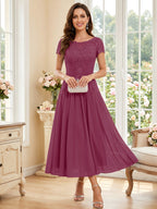 Verena Pearl Orchid front view mother of the bride dress