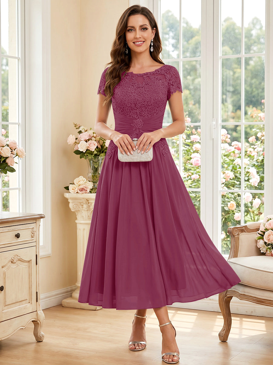 Verena Pearl Orchid front view mother of the bride dress