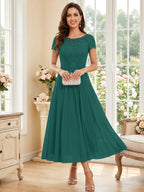 Verena Pearl Peacock front view mother of the bride dress
