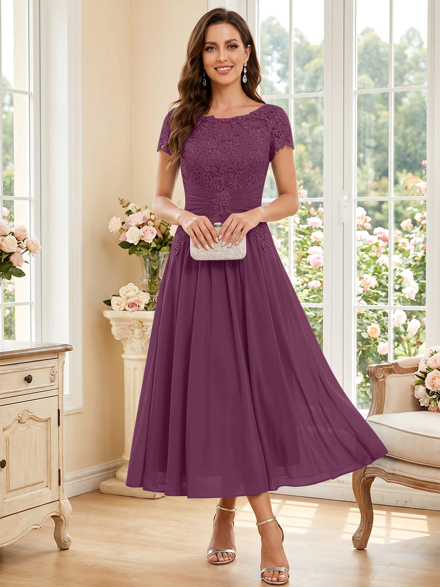 Verena Pearl Plum back view mother of the bride dress