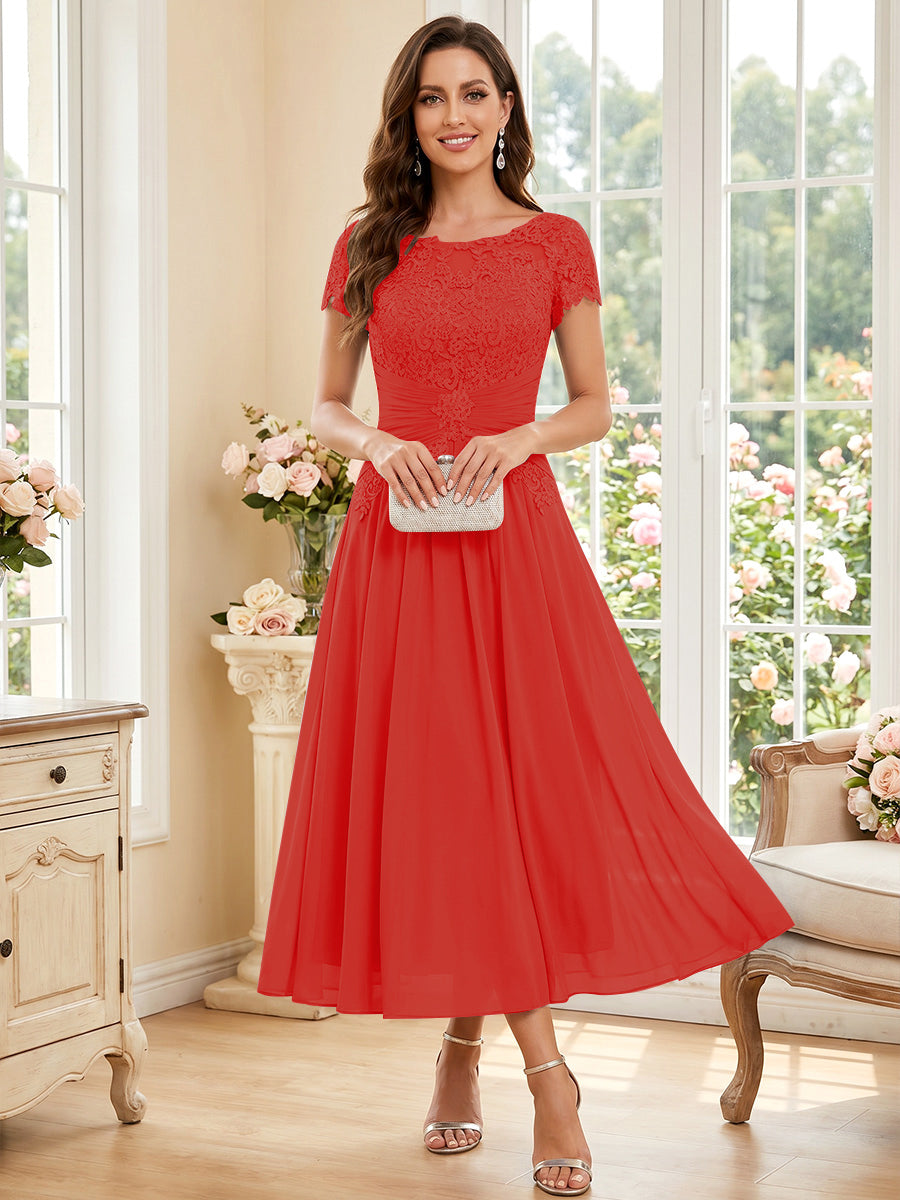 Verena Pearl Red front view mother of the bride dress