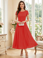 Verena Pearl Red front view mother of the bride dress