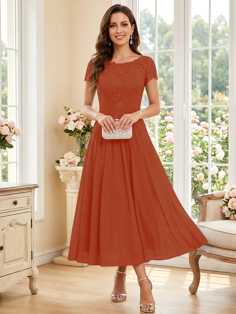 Verena Pearl Rust front view mother of the bride dress