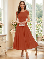Verena Pearl Rust front view mother of the bride dress
