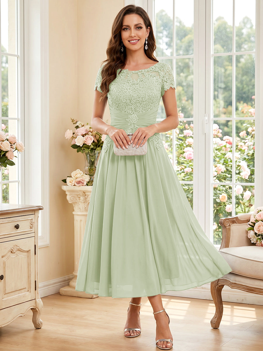 Verena Pearl Sage Green back view mother of the bride dress