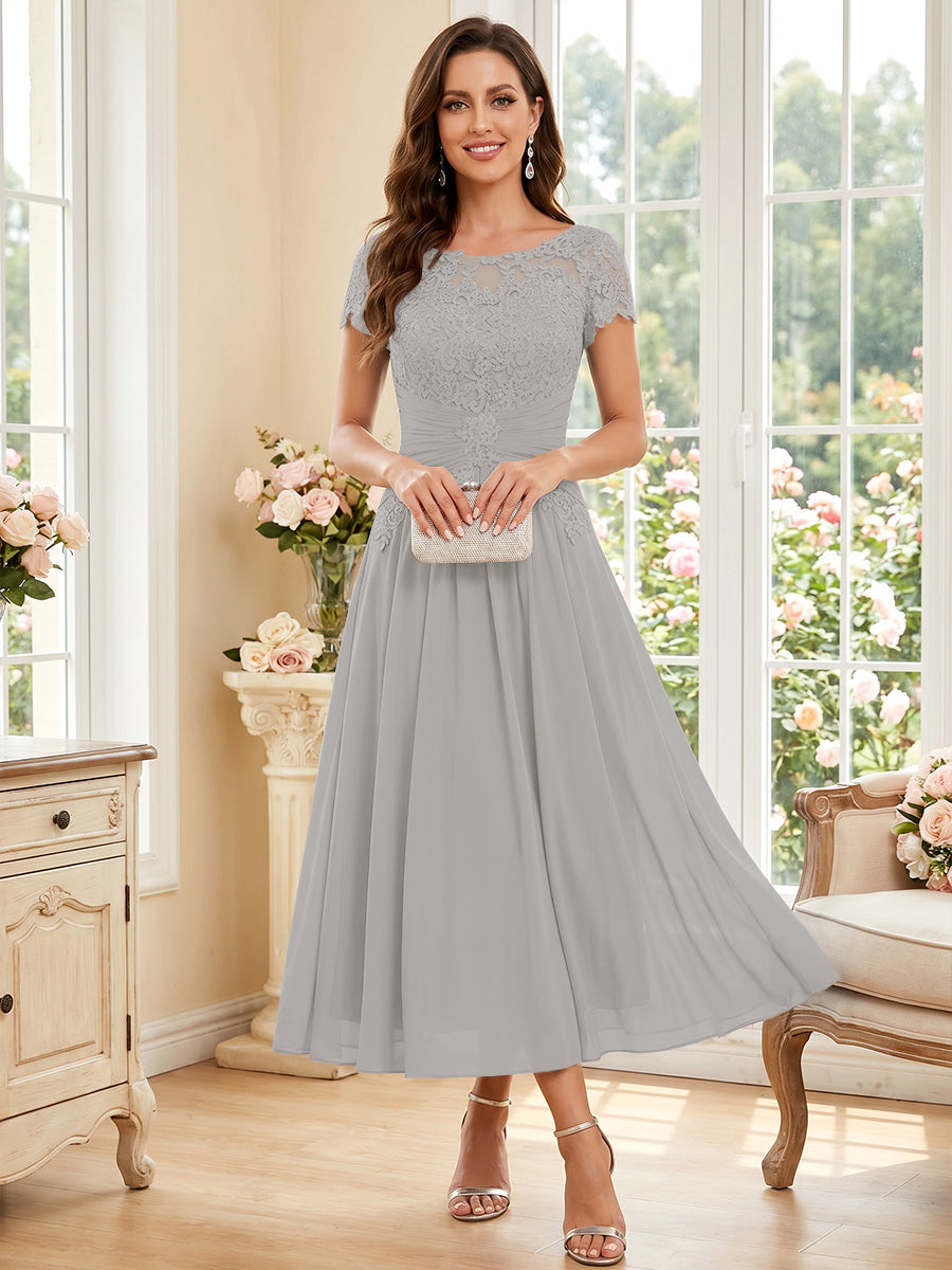 Verena Pearl Silver front view mother of the bride dress