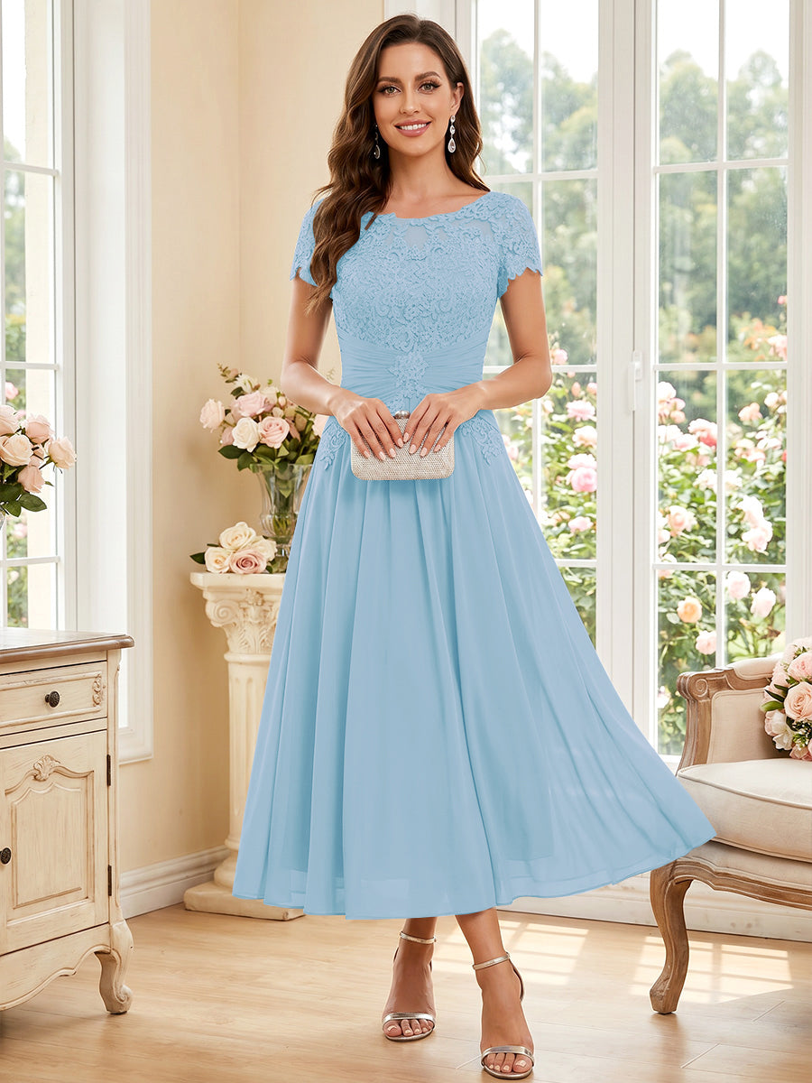 Verena Pearl Sky Blue side view mother of the bride dress